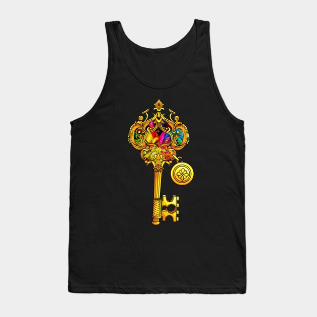 Cute Colorful Golden Key for the Couple Love Lock Tank Top by ForestWhisper